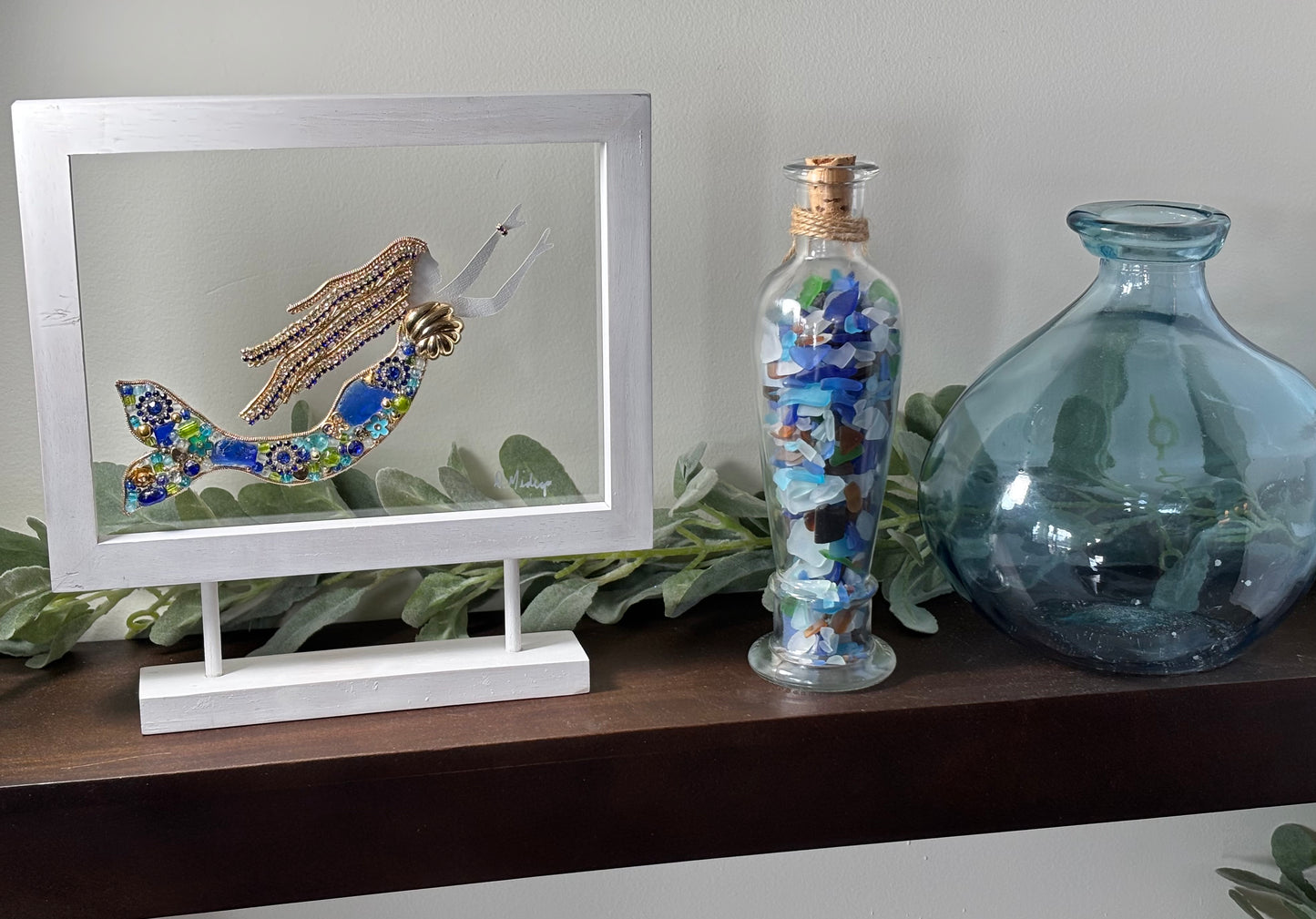 Dark Blue Sea Glass Mermaid