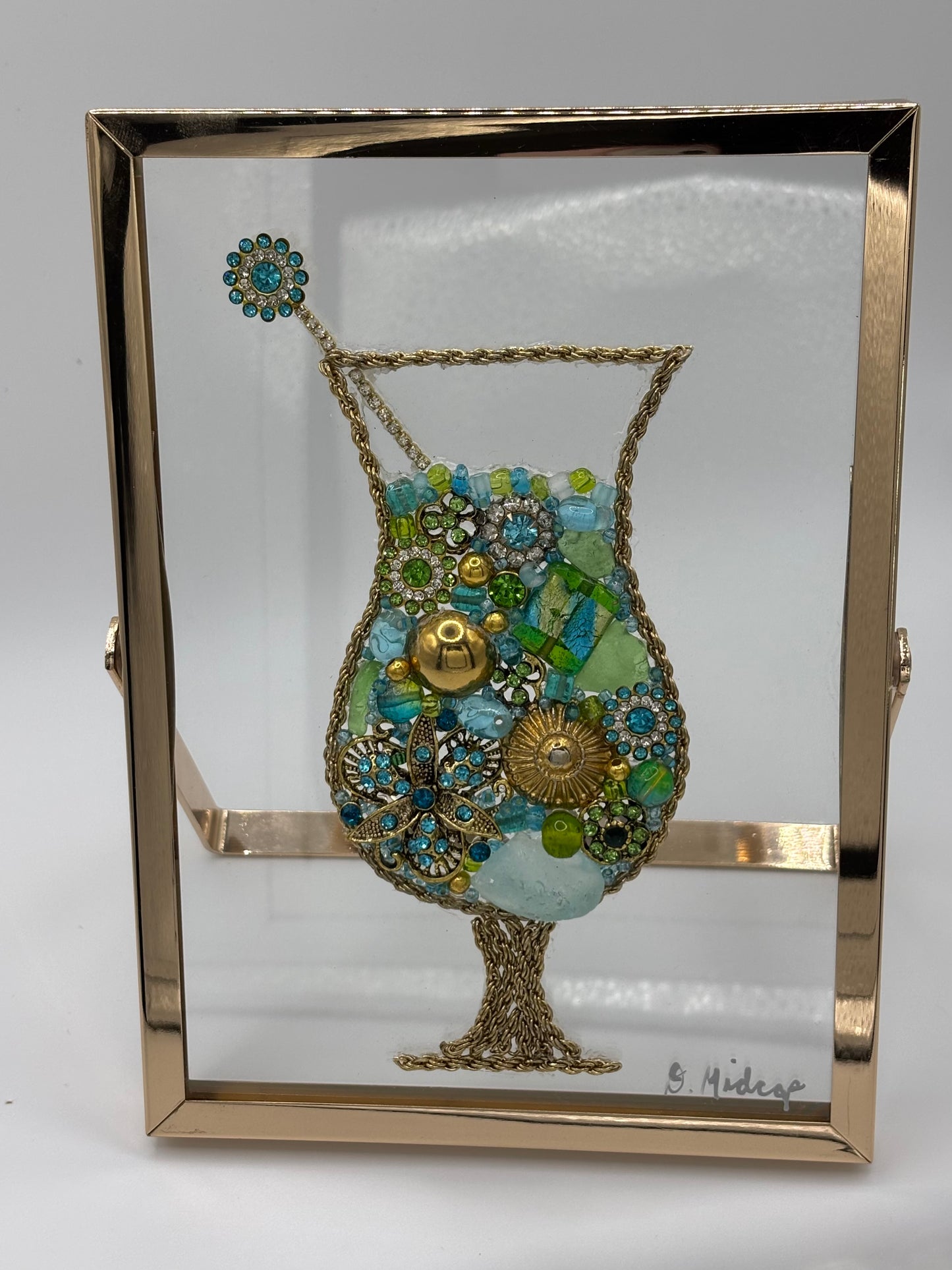 Rare Blue Sea Glass Hurricane Cocktail