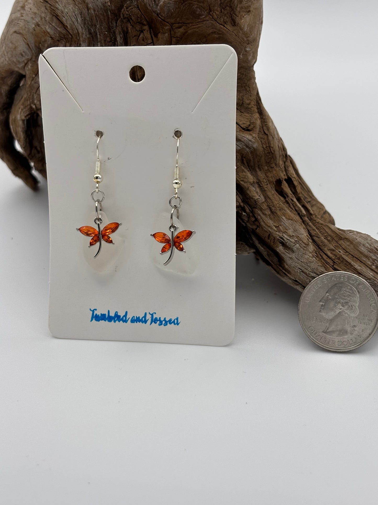 Tiger Orange Dragonfly Earrings