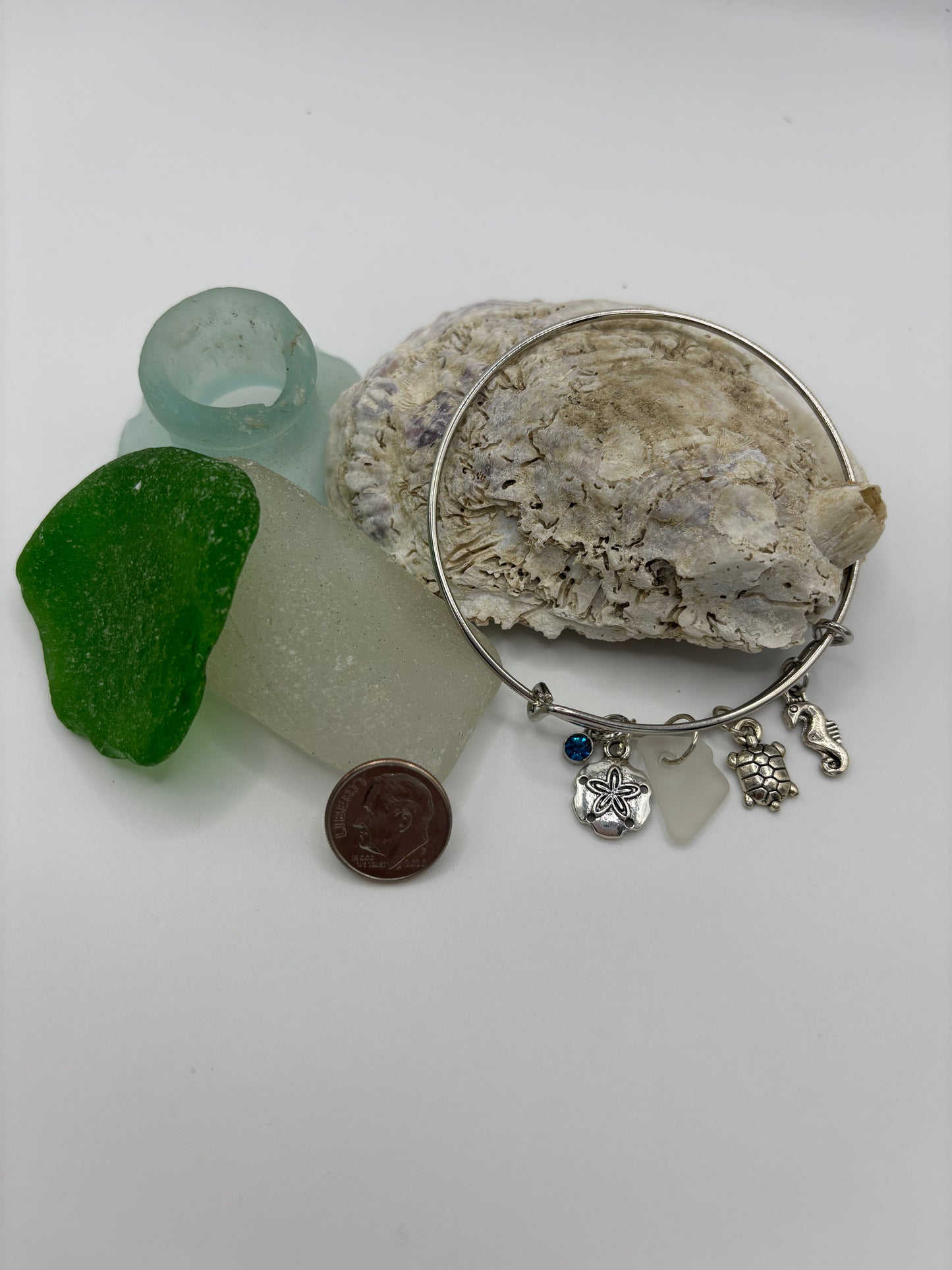 Sand Dollar Sea Glass Bracelet