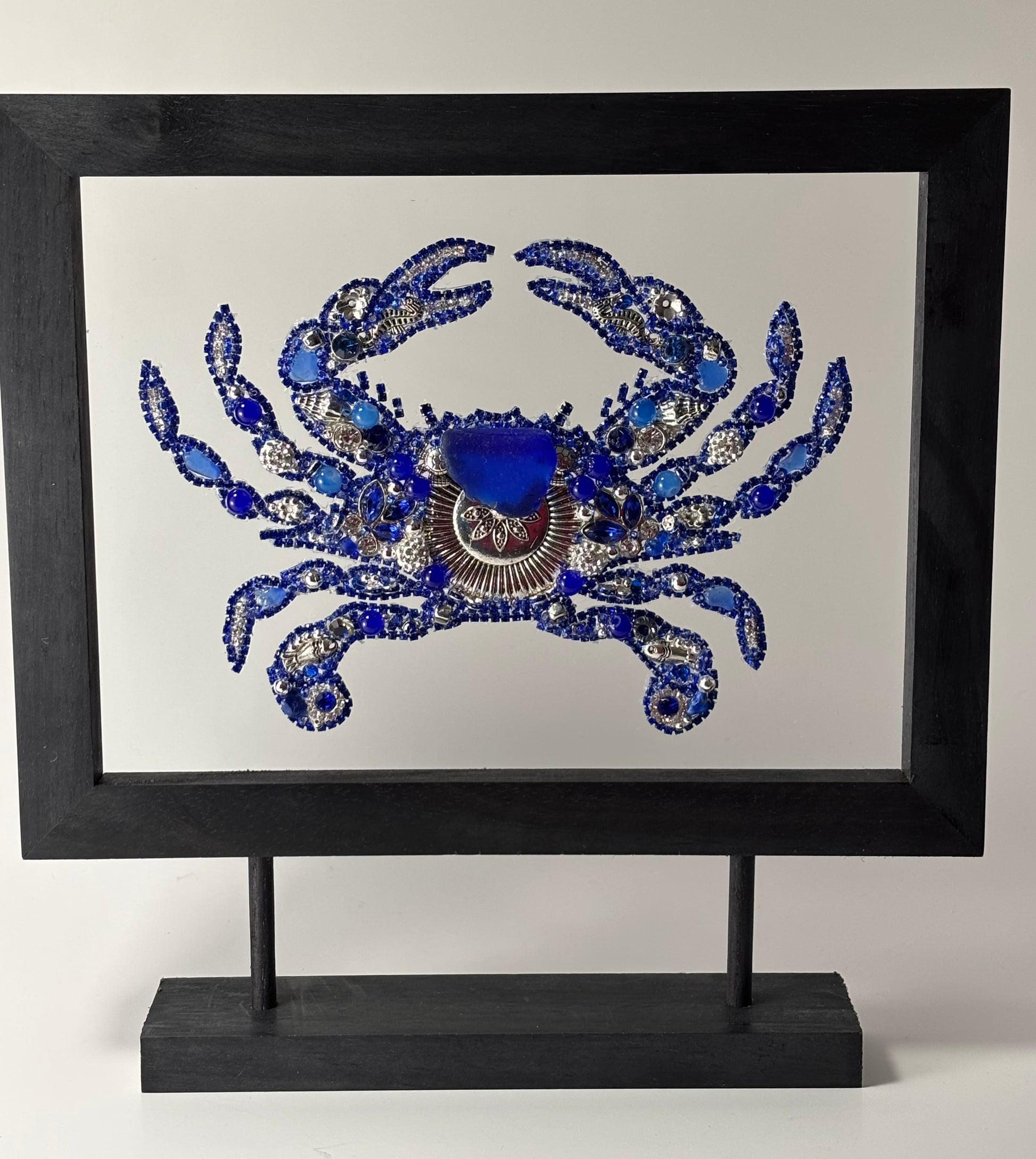 Rare Dark Blue Sea Glass Blue Crab