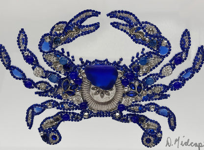 Rare Dark Blue Sea Glass Blue Crab
