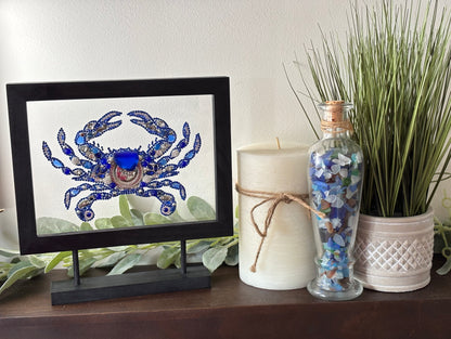 Rare Dark Blue Sea Glass Blue Crab
