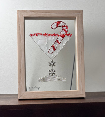 Candy cane martini with sea glass 