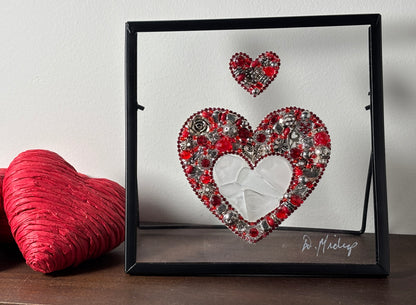 valentine hearts with sea glass